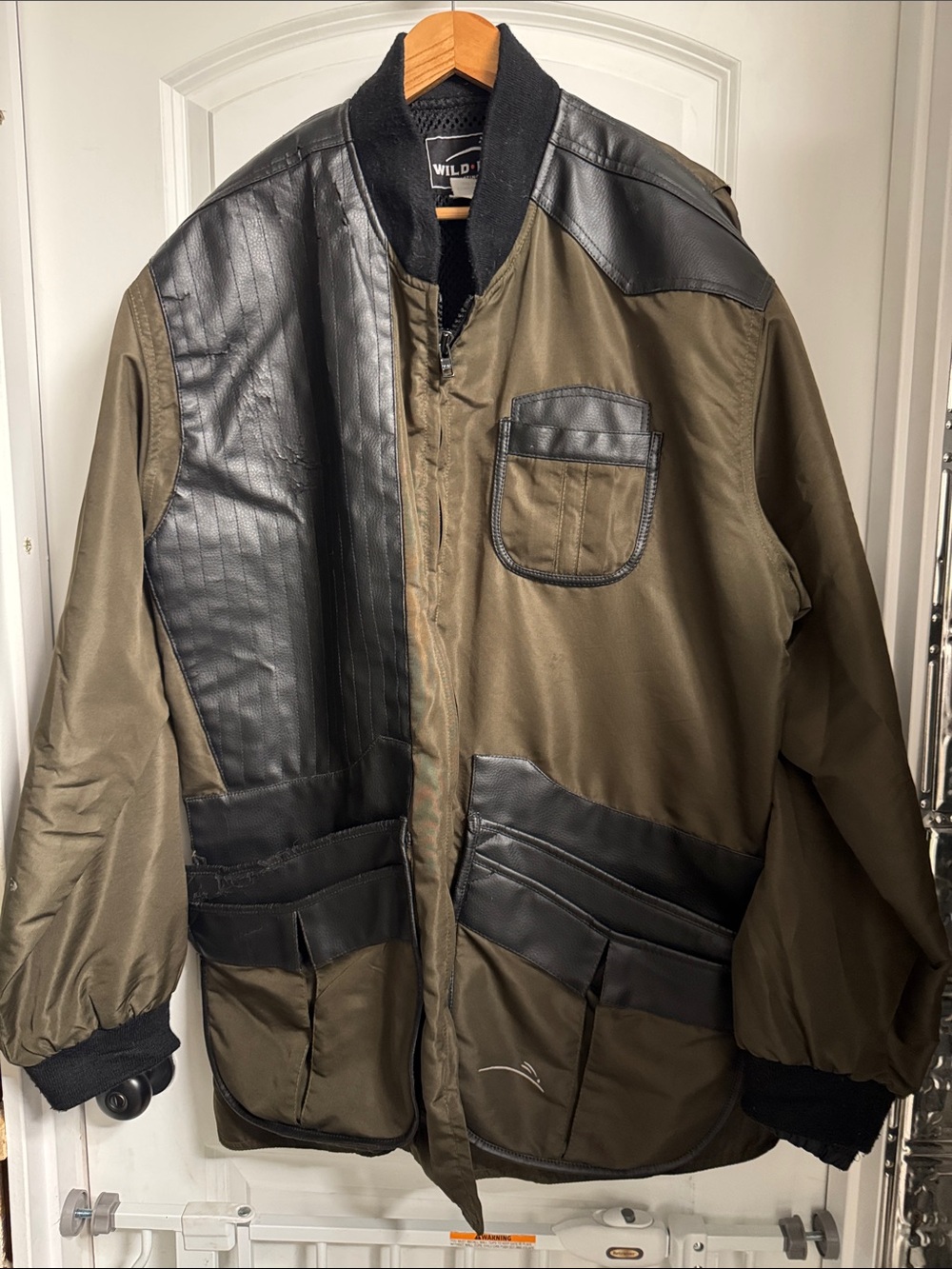 Olive and Black Mixed-Media Men's Raincoat